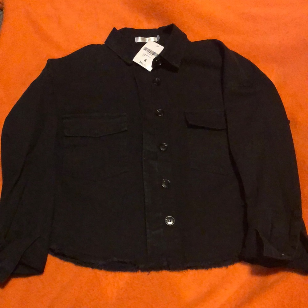Forever 21 black faded cropped jacket